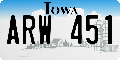 IA license plate ARW451