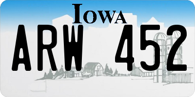 IA license plate ARW452