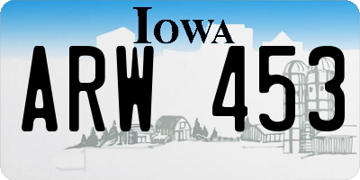IA license plate ARW453