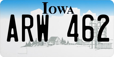 IA license plate ARW462