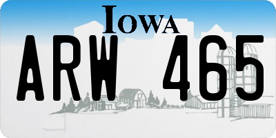 IA license plate ARW465