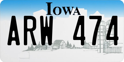 IA license plate ARW474