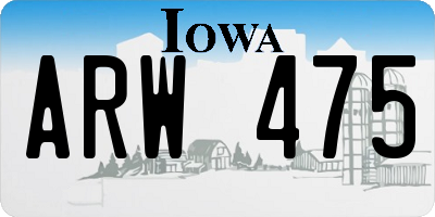 IA license plate ARW475
