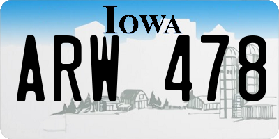 IA license plate ARW478