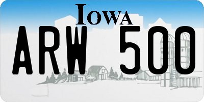 IA license plate ARW500