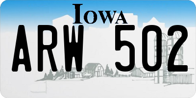 IA license plate ARW502
