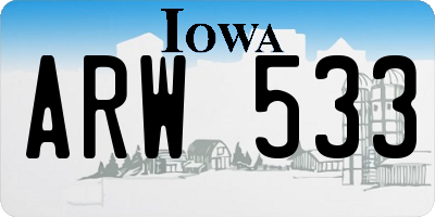 IA license plate ARW533