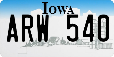 IA license plate ARW540