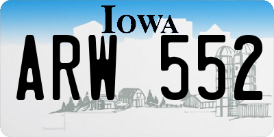 IA license plate ARW552