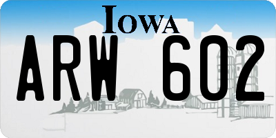 IA license plate ARW602