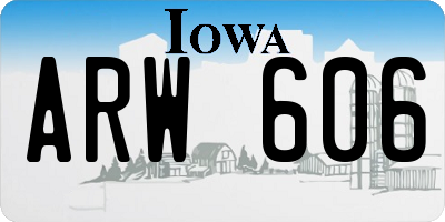 IA license plate ARW606