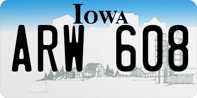 IA license plate ARW608