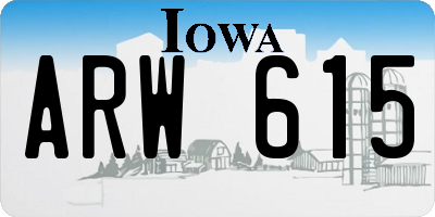 IA license plate ARW615