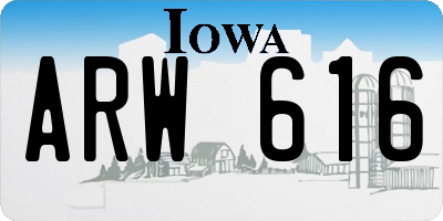 IA license plate ARW616