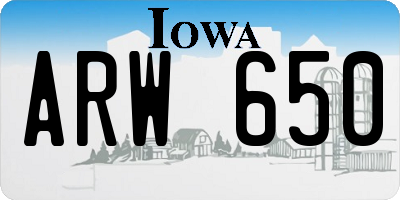 IA license plate ARW650