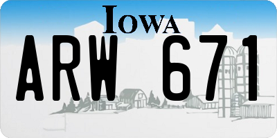 IA license plate ARW671