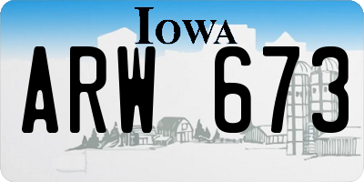 IA license plate ARW673