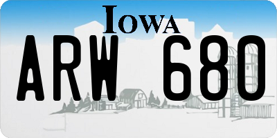 IA license plate ARW680