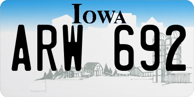 IA license plate ARW692