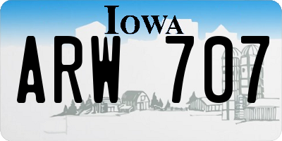 IA license plate ARW707