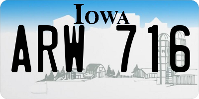 IA license plate ARW716