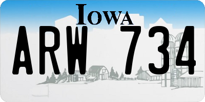 IA license plate ARW734