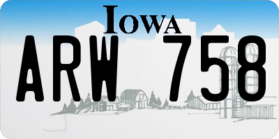 IA license plate ARW758