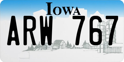 IA license plate ARW767