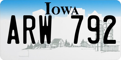 IA license plate ARW792