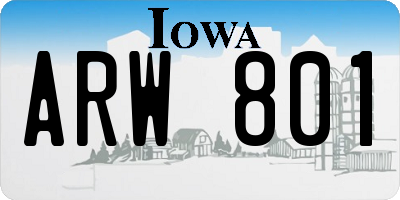 IA license plate ARW801