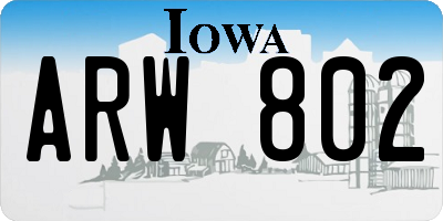 IA license plate ARW802
