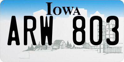 IA license plate ARW803