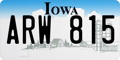 IA license plate ARW815
