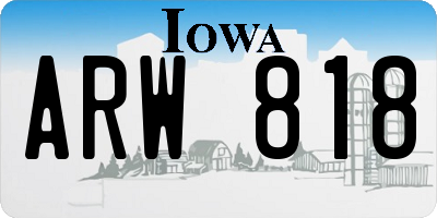 IA license plate ARW818