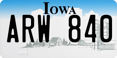 IA license plate ARW840