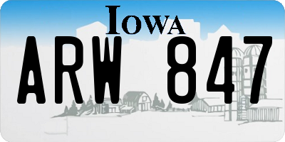 IA license plate ARW847
