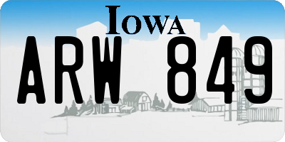 IA license plate ARW849
