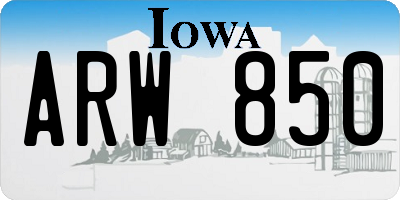 IA license plate ARW850