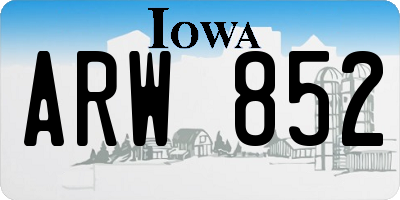 IA license plate ARW852