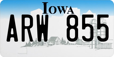 IA license plate ARW855