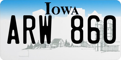 IA license plate ARW860