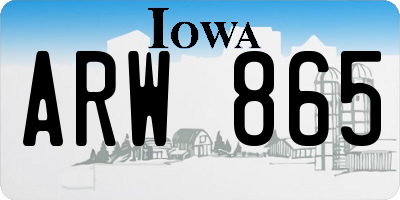 IA license plate ARW865