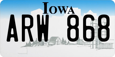 IA license plate ARW868