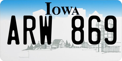 IA license plate ARW869