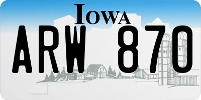 IA license plate ARW870