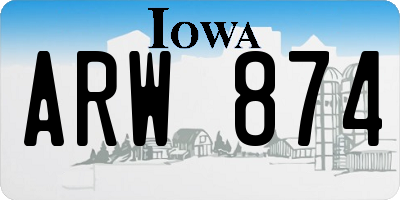 IA license plate ARW874