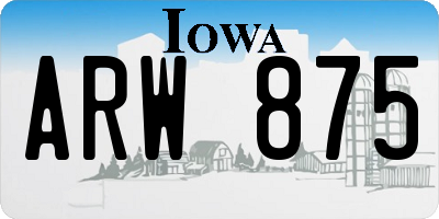 IA license plate ARW875