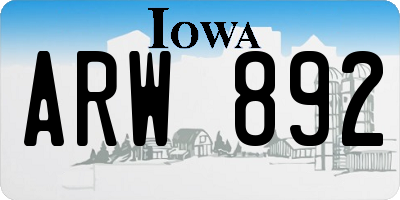 IA license plate ARW892