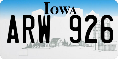 IA license plate ARW926