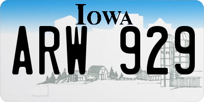 IA license plate ARW929